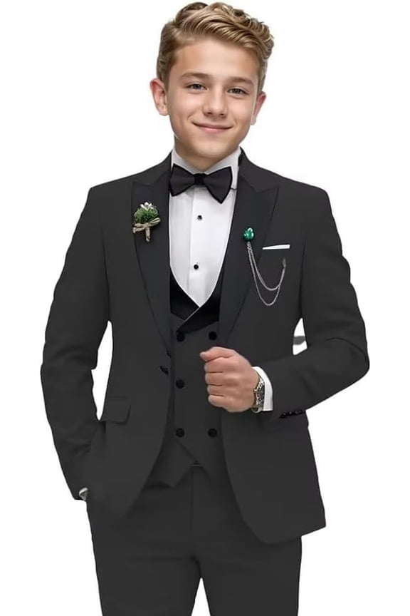 Boys Suit Formal Tuxedo Suits for Boys Wedding Ring Bear Outfit 3 Pieces Kids Tuxedo Blazer Vest Pants