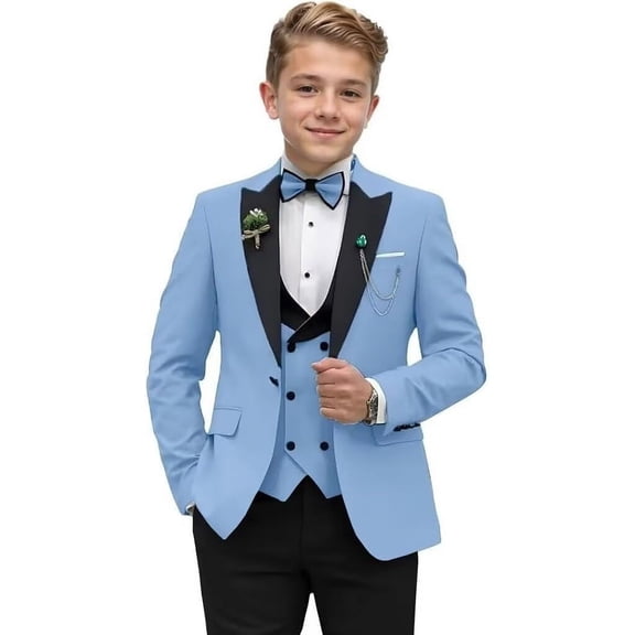 Wehilion Boys Suit Formal Tuxedo Suits for Boys Wedding Ring Bear Outfit 3 Pieces Kids Tuxedo Blazer Vest Pants