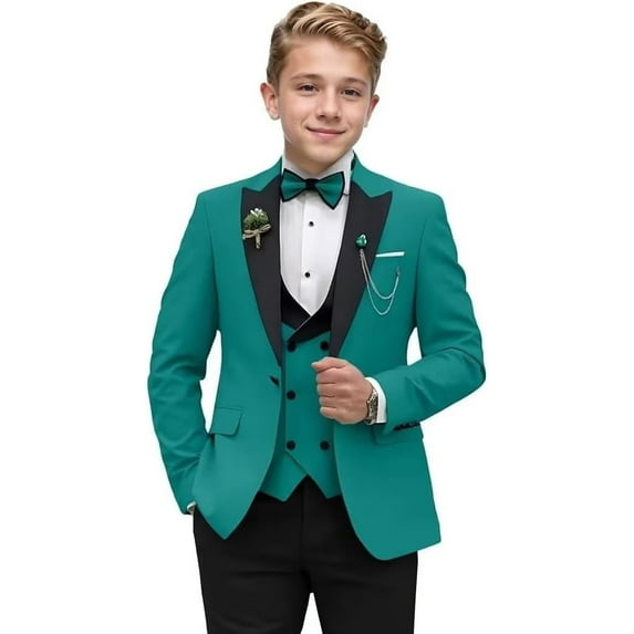 Wehilion Boys Suit Formal Tuxedo Suits for Boys Wedding Ring Bear Outfit 3 Pieces Kids Tuxedo Blazer Vest Pants