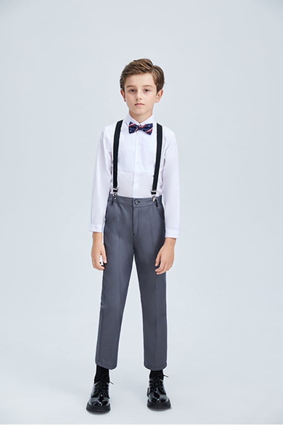 Boys Suits 4 Pieces Baby Suits Wedding Party Suit Set Little Gentleman Waistcoat Prom Tuxedo Dress suit Outerwear Party Shirt+Tie+Pants+braces Outfits Clothes Set for Kids