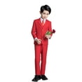 thumbnail image 1 of Wehilion Boys Suits 5 Piece Set Slim Colorful Formal Fit Red Kids Wedding Outfit Boys Dresswear Up Size 14Y (Toddler, Little Boys, Big Boys), 1 of 5