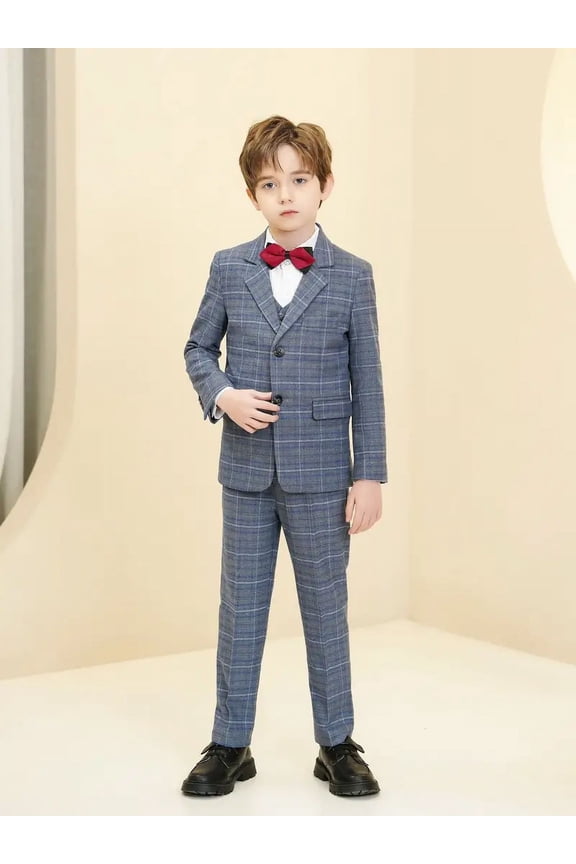 Boys' Suits Slim Fit with Adjustable Waist, Boys Formal Suit Set Colorful Suit, Boys Tuxedo Suit 5PCS