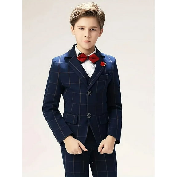 Wehilion Boys' Suits Slim Fit with Adjustable Waist, Boys Formal Suit Set Colorful Suit, Boys Tuxedo Suit 5PCS