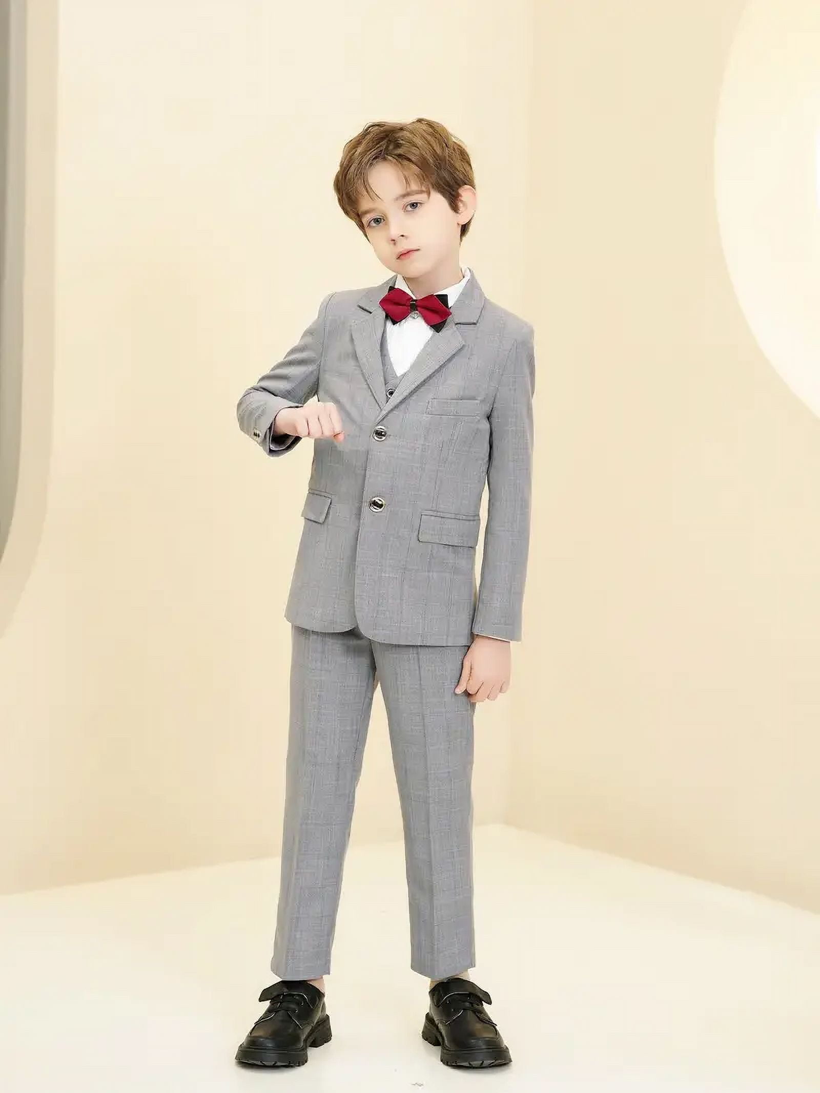 Boys Green Velvet Suit Set - Slim Fit Blazer & Pants, Peak Lapel, For Weddings & Formal Events