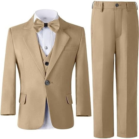 Wehilion Boys Tuxedo Suit Three Piece Kids Tuxedo Suit for Boys Formal Suit Jacket Blazer Pants Vest Set