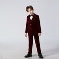 thumbnail image 1 of Wehilion Boys Velvet Blue Suits 5 Piece Slim Fit Dress Suit Set for Wedding, 1 of 8