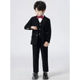thumbnail image 1 of Wehilion Boys Velvet Blue Suits 5 Piece Slim Fit Dress Suit Set for Wedding, 1 of 7