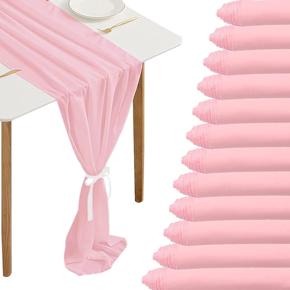 Wehilion Chiffon Table Runner Sheer Chiffon Table Runner Romantic Boho Rustic Wedding Table Runner for Wedding Birthday Party Decor Bridal Baby Shower Table Decoration