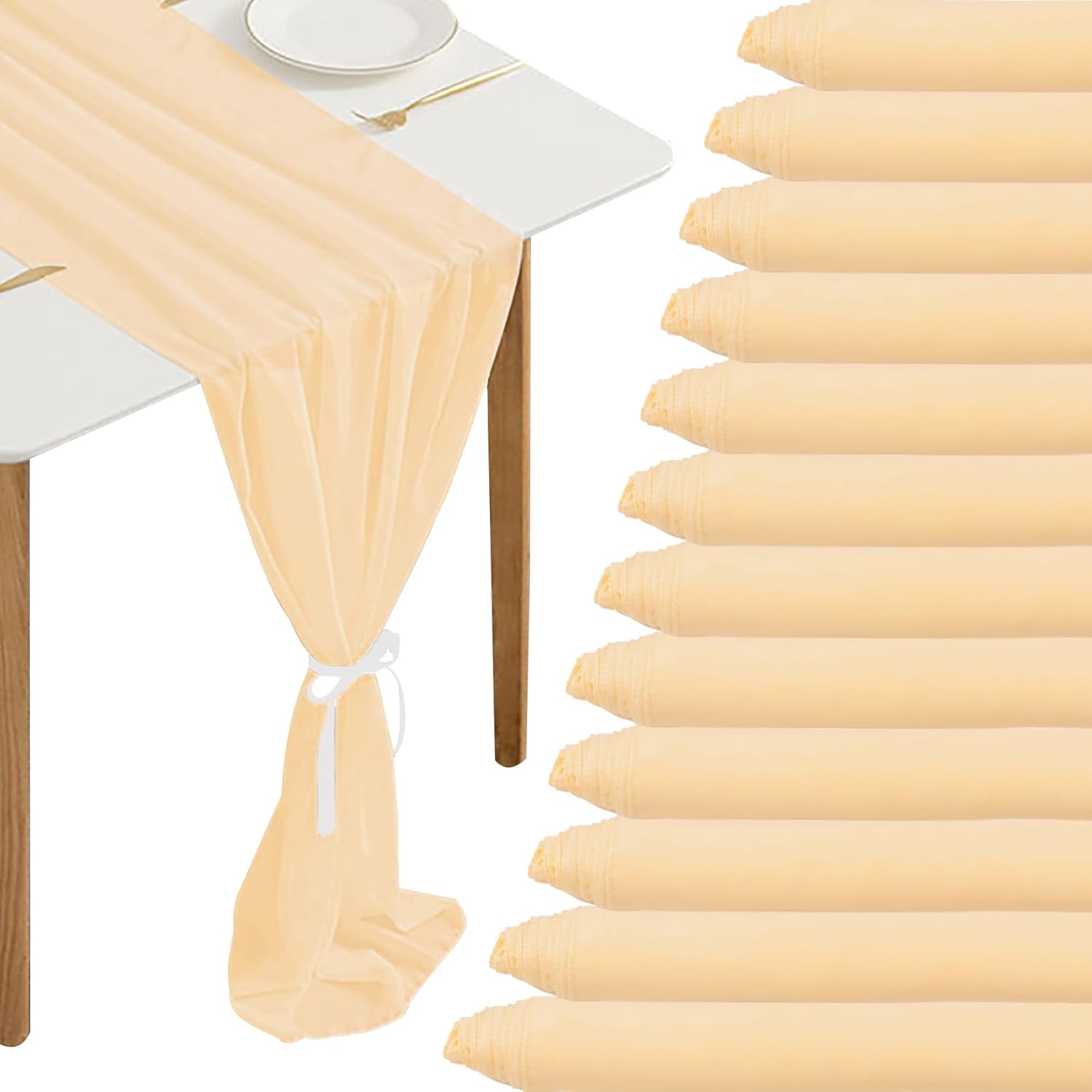 Wehilion Chiffon Table Runner Sheer Chiffon Table Runner Romantic Boho Rustic Wedding Table Runner for Wedding Birthday Party Decor Bridal Baby Shower Table Decoration