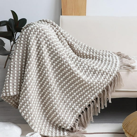 Wehilion Chunky Knit Blanket Throw, Hand Knit Chenille Throw Blanket for Sofa & Home Decor, Knitted Throw Blankets with Tassels Perfect House Warming Gift, Cozy Soft Lightweight for All Season