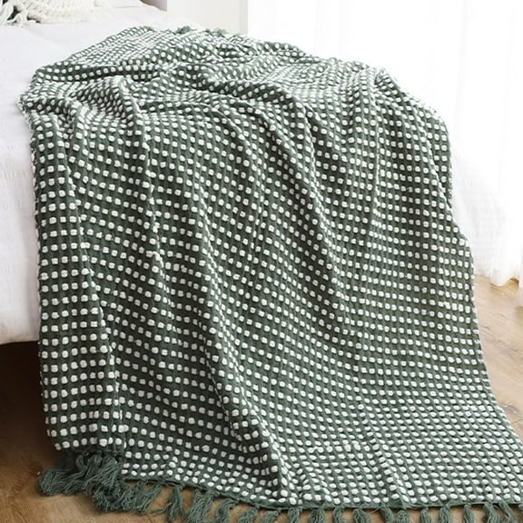 Wehilion Chunky Knit Blanket Throw, Hand Knit Chenille Throw Blanket for Sofa & Home Decor, Knitted Throw Blankets with Tassels Perfect House Warming Gift, Cozy Soft Lightweight for All Season