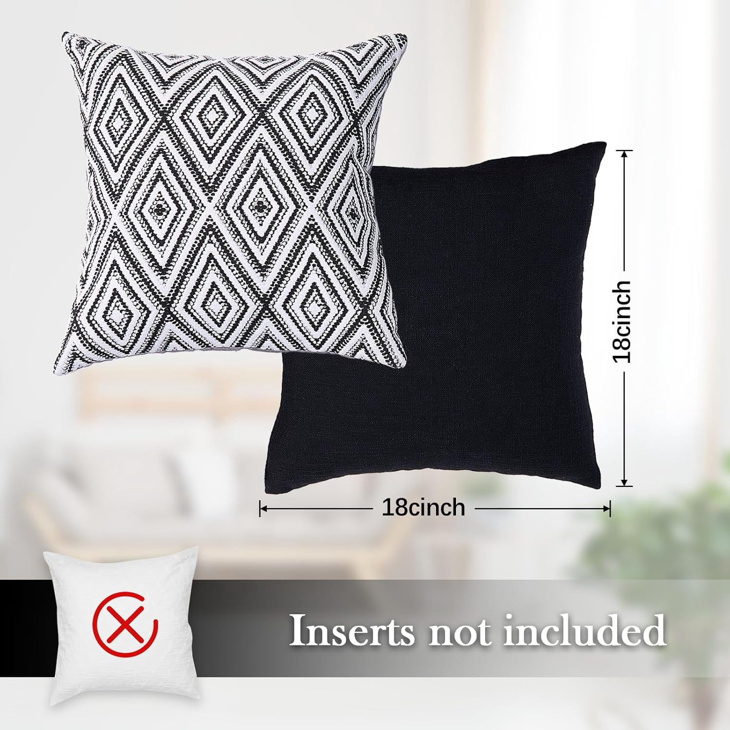 Wehilion Decorative Throw Pillow Covers Set of 2/4 Couch Pillows Linen Cushion Cover for Couch Sofa Living Room, 18"x18" inch
