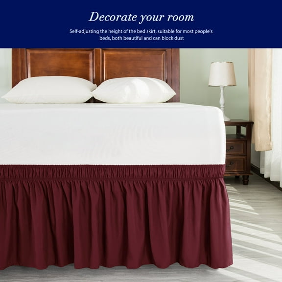 Wehilion Elastic Wrap Around Bed Skirt Dust Ruffle Smooth Soft Bed Frame Cover, Wrap Around Bed Skirt