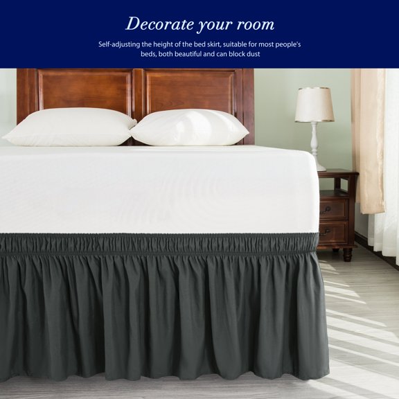 Wehilion Elastic Wrap Around Bed Skirt Dust Ruffle Smooth Soft Bed Frame Cover, Wrap Around Bed Skirt