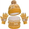 thumbnail image 1 of Wehilion European And American Winter Knitted Warm Gloves Hats Scarves Three Piece Set With Thick Velvet And Hat, 1 of 7