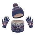 thumbnail image 1 of Wehilion European And American Winter Knitted Warm Gloves Hats Scarves Three Piece Set With Thick Velvet And Hat, 1 of 7