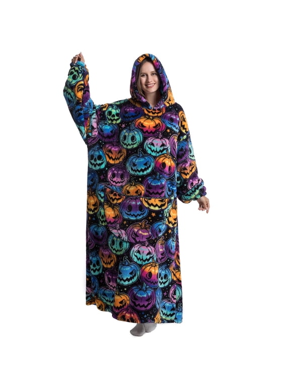 Extra Long Wearable Blanket Hoodie for Women Men Adults Oversized Hooded Blanket Sweatshirt, Super Soft Warm Comfortable Giant Wearable Blanket Hoodie with Big Pocket