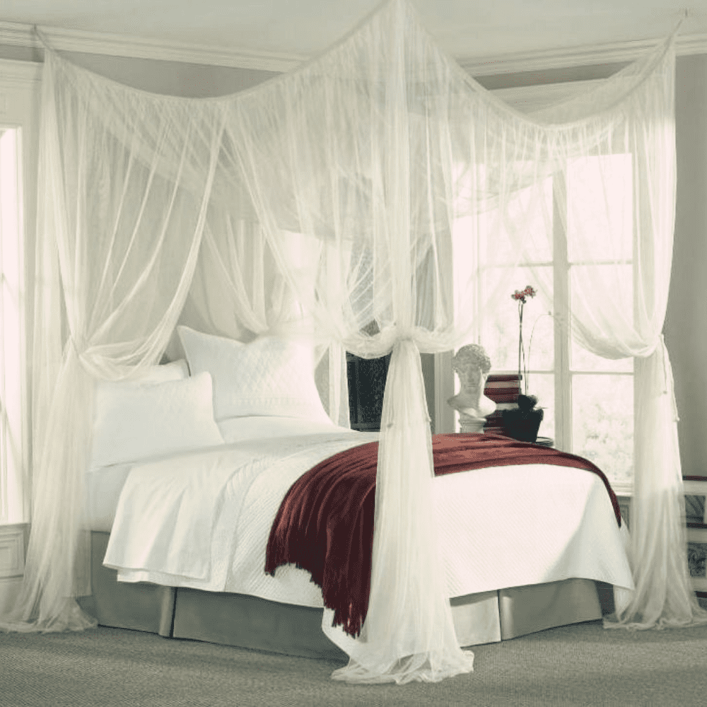 Wehilion Elegant Mosquito Net Bed Canopy Set, Beige, Full/Queen/King