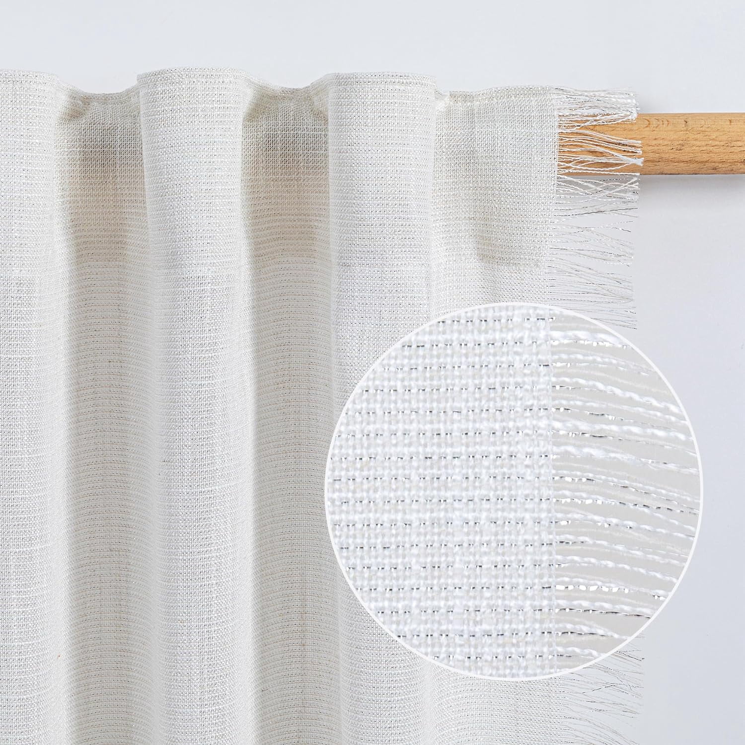 Wehilion Linen Curtains for Living Room, Natural Semi Sheer Curtains & Drapes 84 inches Length 2 Panels Set Farmhouse Country Boho Style Back Tab Draperies for Sliding Glass Door