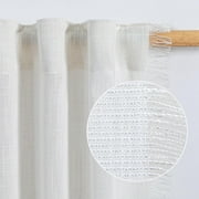 Wehilion Linen Curtains for Living Room, Natural Semi Sheer Curtains & Drapes 84 inches Length 2 Panels Set Farmhouse Country Boho Style Back Tab Draperies for Sliding Glass Door