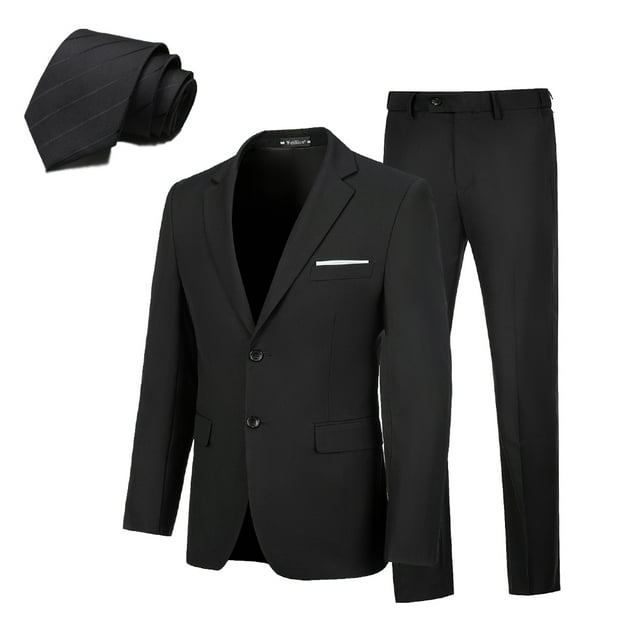 Wehilion Men's 4Pcs Big and Tall Solid Suit Set Jacket Wedding&business ...