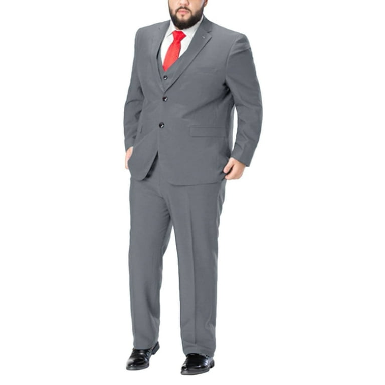 Wehilion Men s Formal Big Tall 3 Pieces Suit 2 Buttons Wedding Jacket Vest Pants Plus size suits