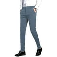 thumbnail image 1 of Wehilion Men's Premium Slim Fit Dress Suit Pants Slacks Tight Suit Elastic Formal Trousers,Nattier Blue,S, 1 of 6