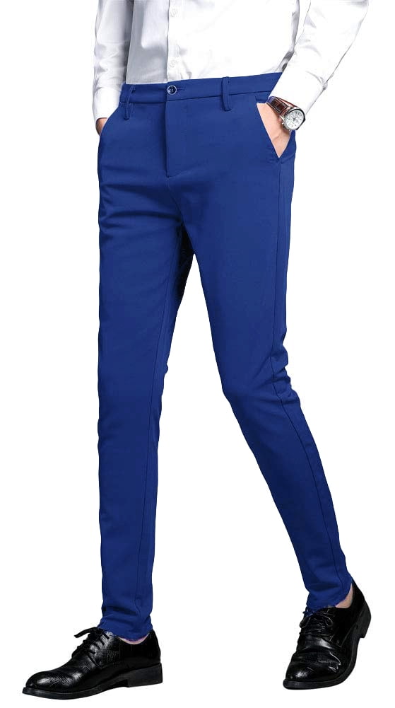 Wehilion Men's Premium Slim Fit Dress Suit Pants Slacks Tight Suit