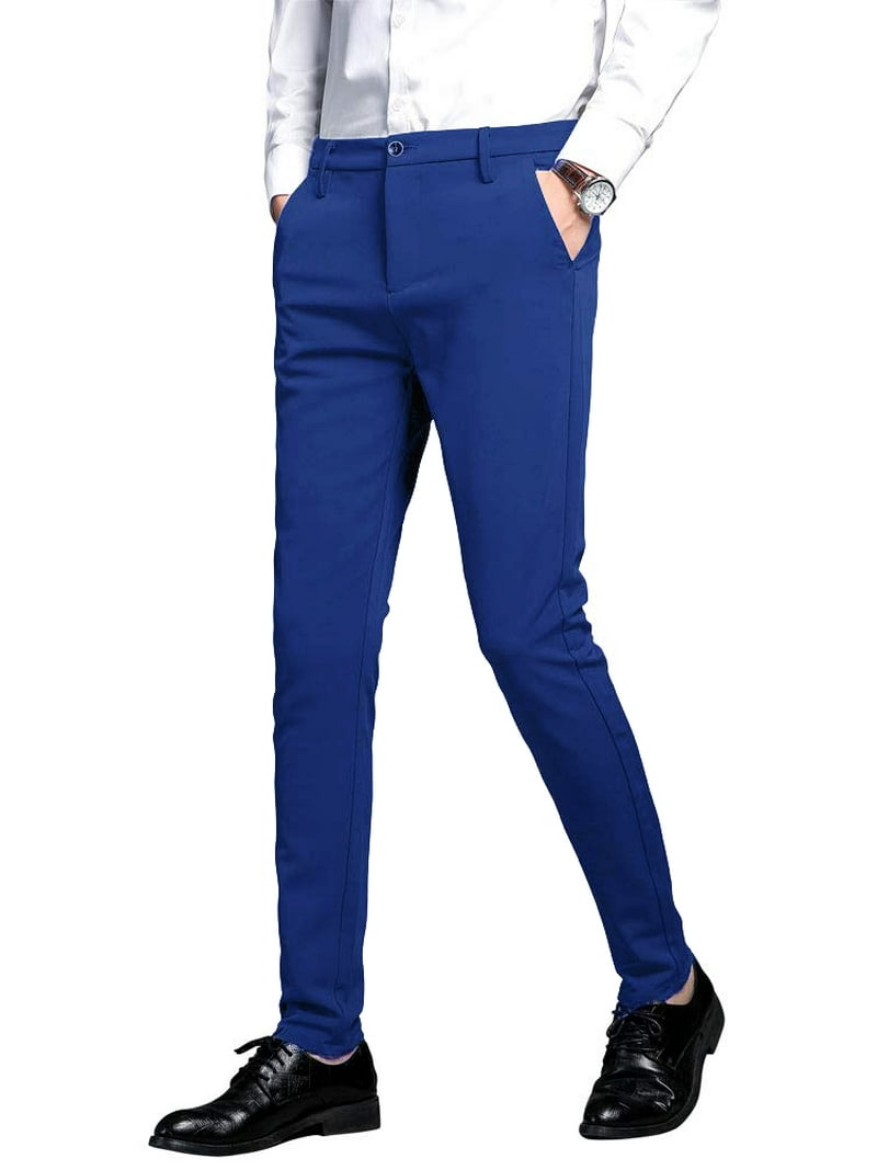 Wehilion Men's Premium Slim Fit Dress Suit Pants Slacks Tight Suit