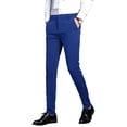 thumbnail image 1 of Wehilion Men's Premium Slim Fit Dress Suit Pants Slacks Tight Suit Elastic Formal Trousers,Royal Blue,XS, 1 of 6
