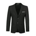 thumbnail image 1 of Wehilion Men's Premium Stretch Classic Fit Suit Jacket Separate Coat-Regular and Big & Tall Sizes Long-Sleeve Button-Front Blazer,Black,XL, 1 of 5