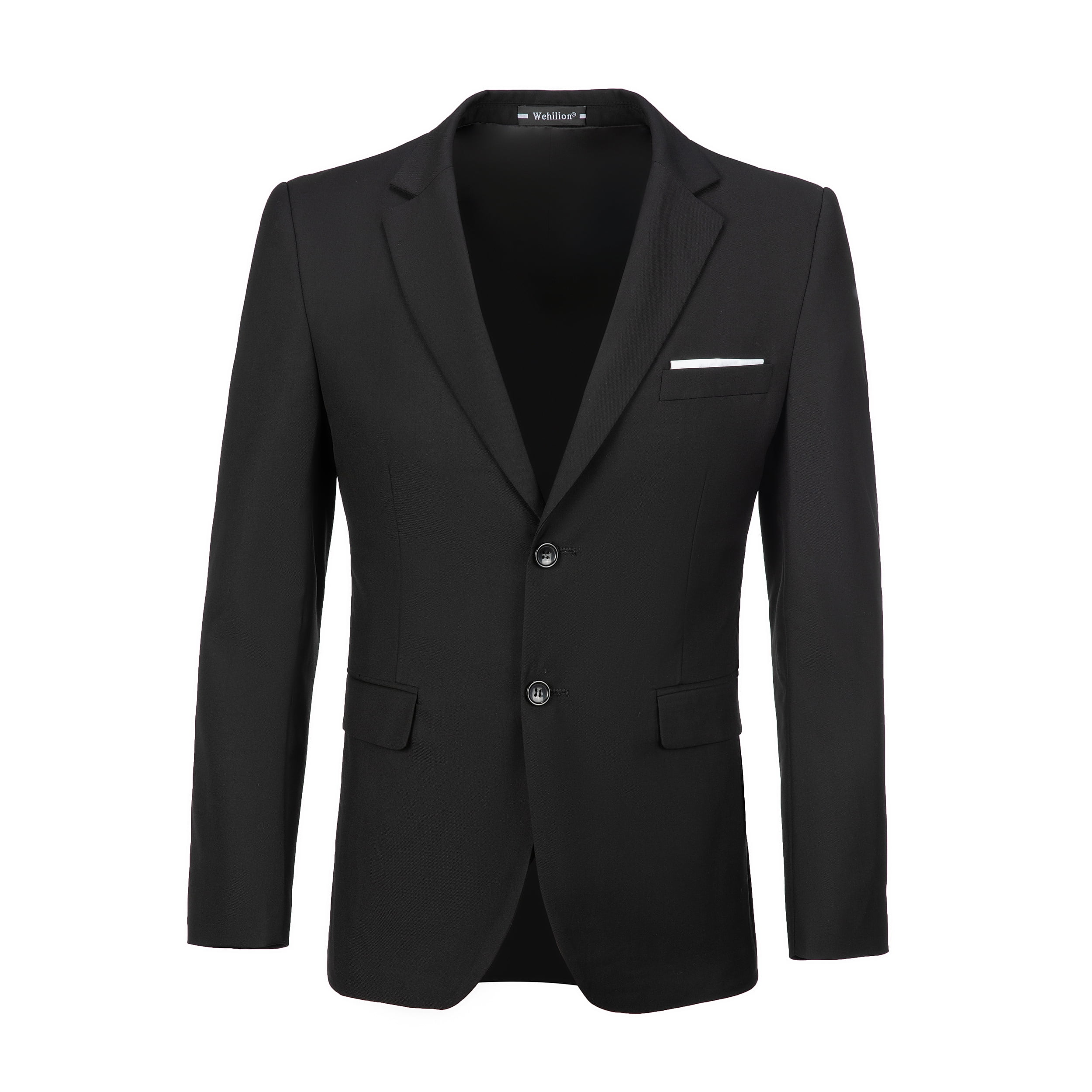 Wehilion Men s Premium Stretch Classic Fit Suit Jacket Separate Coat Regular and Big Tall Sizes Long Sleeve Button Front Blazer Black XS Walmart