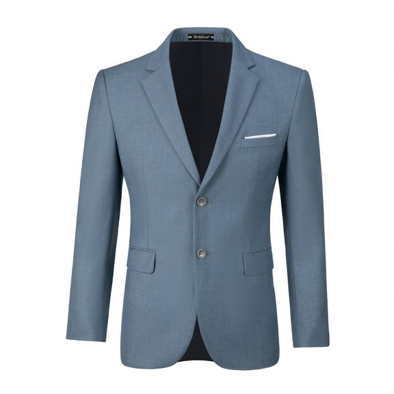 Wehilion Men's Premium Stretch Classic Fit Suit Jacket Separate Coat-Regular and Big & Tall Sizes Long-Sleeve Button-Front Blazer,Nattier Blue,XXL