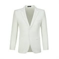thumbnail image 1 of Wehilion Men's Premium Stretch Classic Fit Suit Jacket Separate Coat-Regular and Big & Tall Sizes Long-Sleeve Button-Front Blazer,White,M, 1 of 5