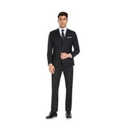 Wehilion Men’s Slim Fit Suit 3-Piece Blazer Business Wedding Party Jacket Vest & Pant Black XS