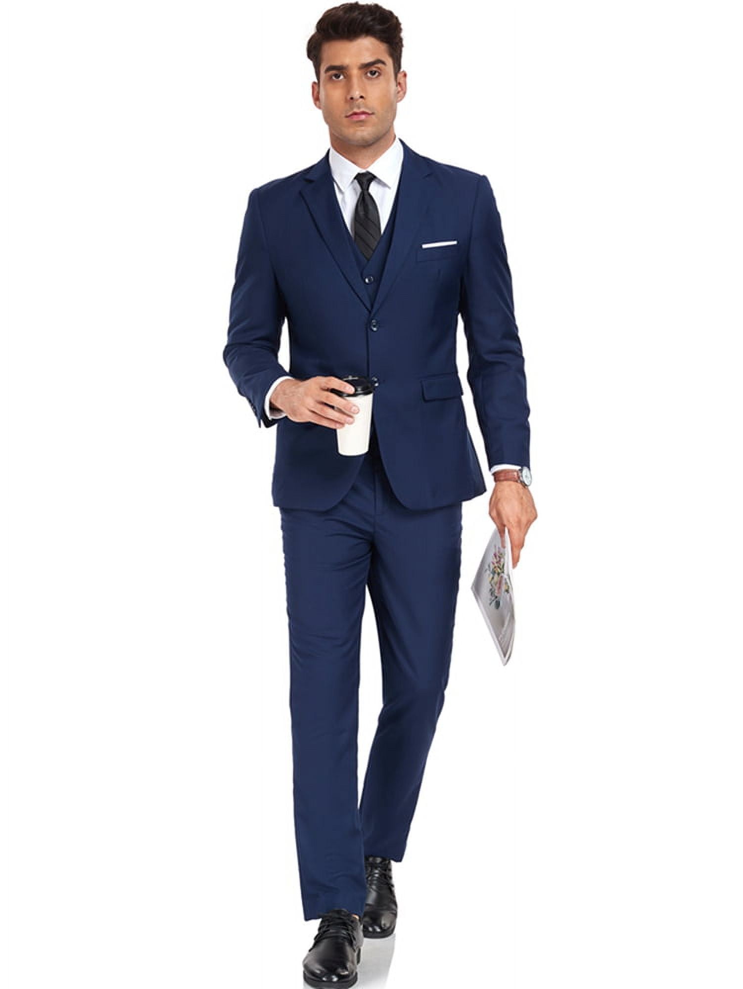 Men's 3-Piece Slim Fit Suit Set - One Button Blazer, Vest & Pants For Wedding, Business, Formal