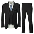 thumbnail image 1 of Wehilion Men’s Suit Slim Fit 3 Piece Suit Prom Suits Set Wedding Party Collared Long Sleeve Jacket Vest Pants for Groomsmen Black XXL, 1 of 7