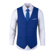 سترة بدلة رجالية من Wehilion فستان رسمي من Royal Blue Business مع 3 جيوب وحفلة موسيقية وحفل زفاف وسترة صدرية لبدلة رسمية، XS