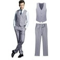thumbnail image 1 of Wehilion Men's Suits 2 Pieces Wedding Suits Vest+Pants Tuxedos Set V-Neck Slim Fit Casual Waistcoat Suit Gray, 1 of 4