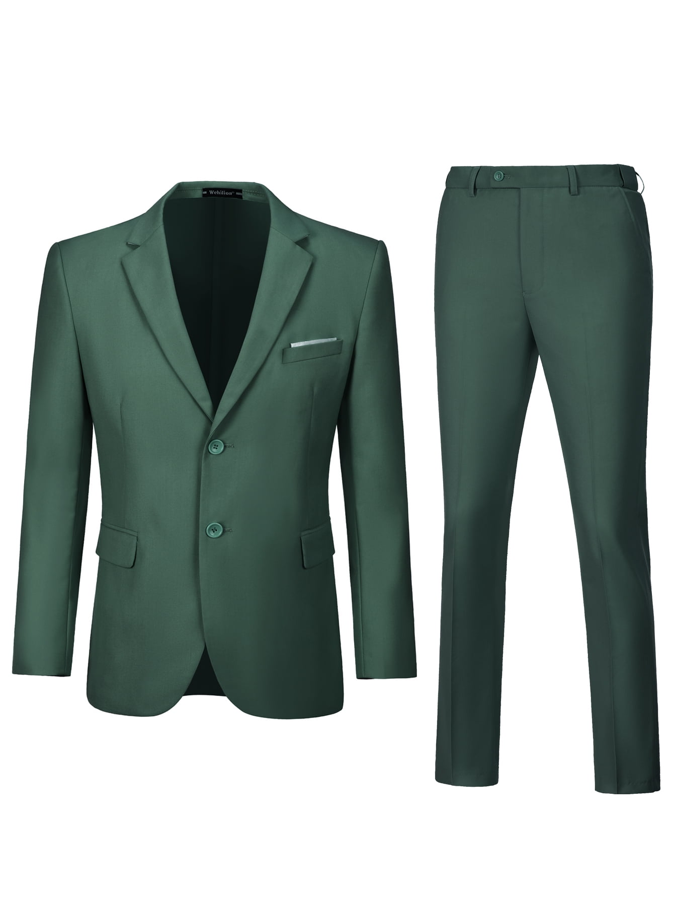 Wehilion Mens Suits Slim Fit 2 Piece Formal Two Button Single Breasted ...