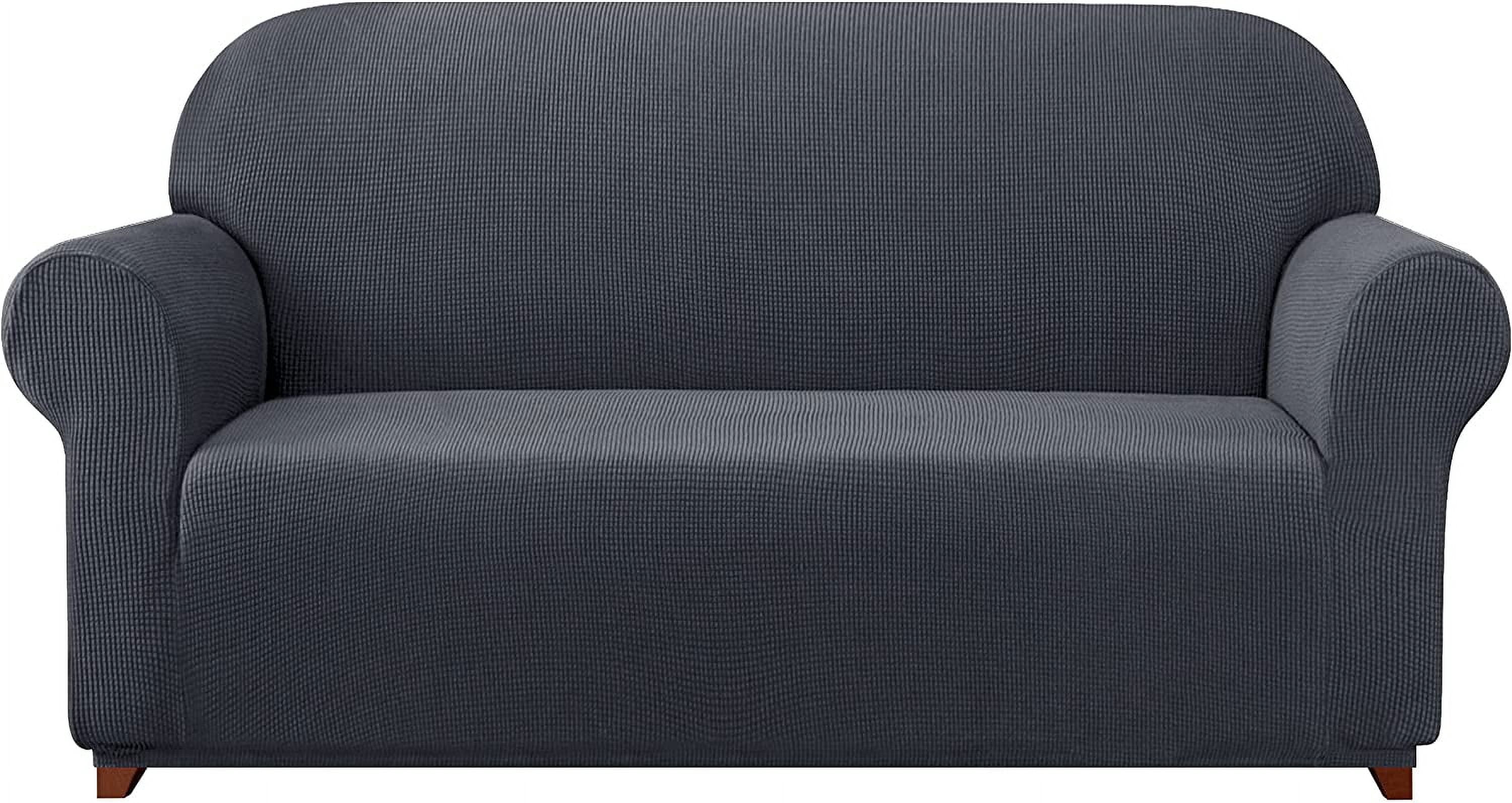 Wehilion One Piece High Stretch Couch Cover, Large Sofa Slipcover, fit seat, Machine Washable Spandex Jacquard Fabric, Non-Slip Furniture Protector