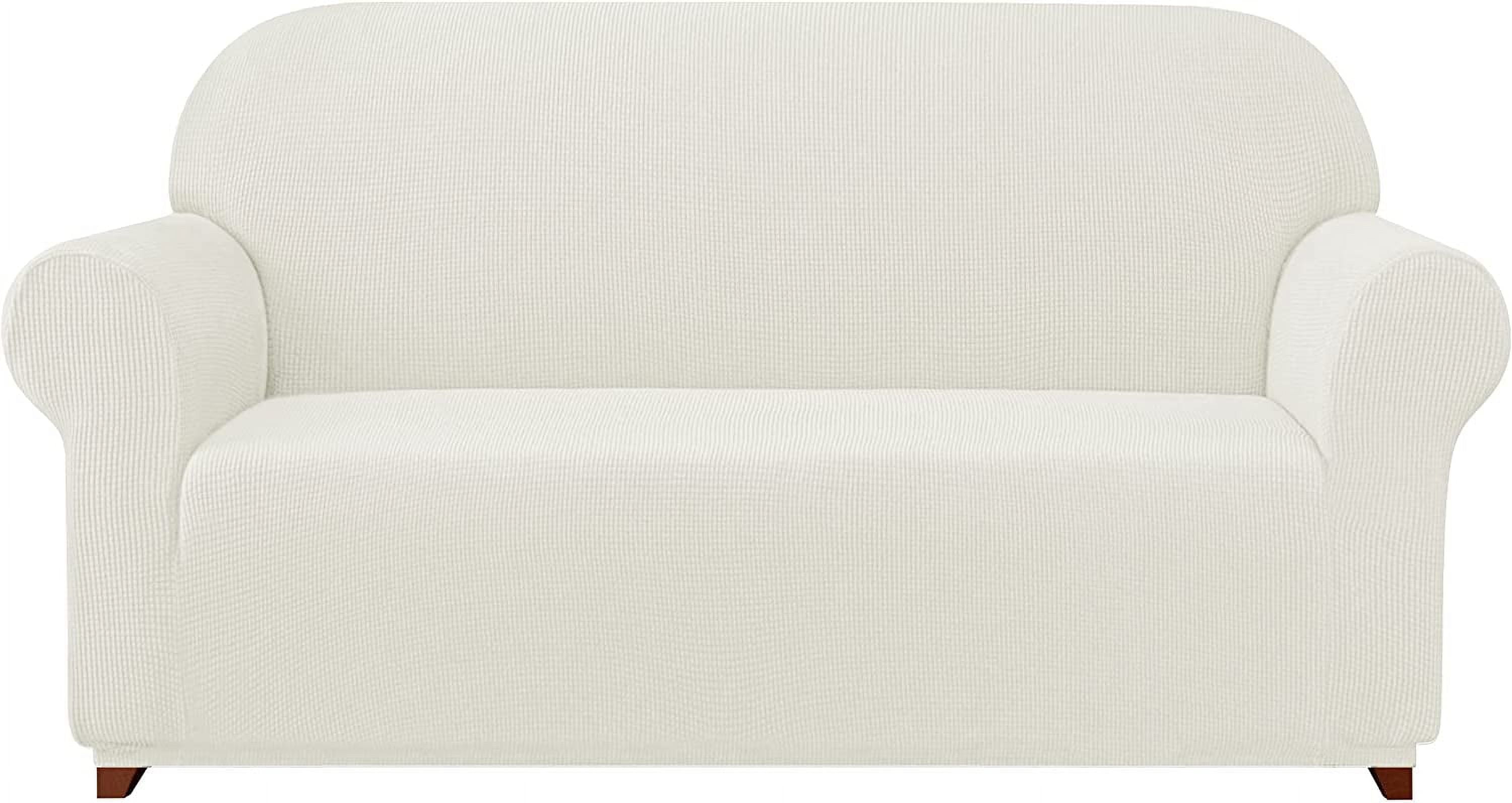 Wehilion One Piece High Stretch Couch Cover, Large Sofa Slipcover, fit seat, Machine Washable Spandex Jacquard Fabric, Non-Slip Furniture Protector