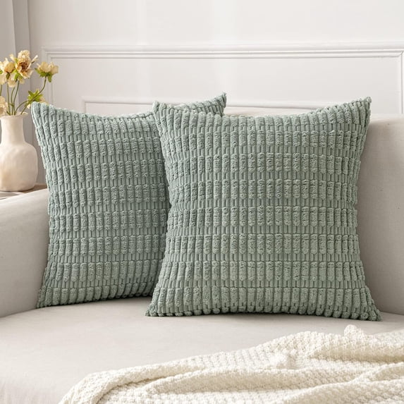 Wehilion Pack of 2 Corduroy Decorative Throw Pillow Covers Soft Boho Striped Pillow Covers Modern Farmhouse Christmas Home Decor for Sofa Living Room Couch Bed