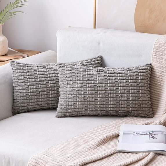 Wehilion Pack of 2 Corduroy Decorative Throw Pillow Covers Soft Boho Striped Pillow Covers Modern Farmhouse Christmas Home Decor for Sofa Living Room Couch Bed