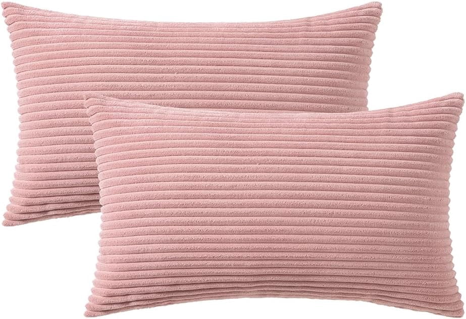 Wehilion 2pcs Throw Pillow Covers Set Cushion Cases Pillowcases for Sofa Bedroom Car Corduroy Soft Soild Decorative Square Christmas