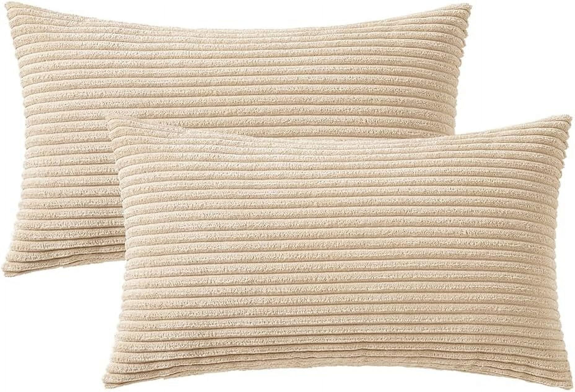 Wehilion Pack of 2 Corduroy Soft Soild Decorative Square Christmas Throw Pillow Covers Set Cushion Cases Pillowcases for Sofa Bedroom Car