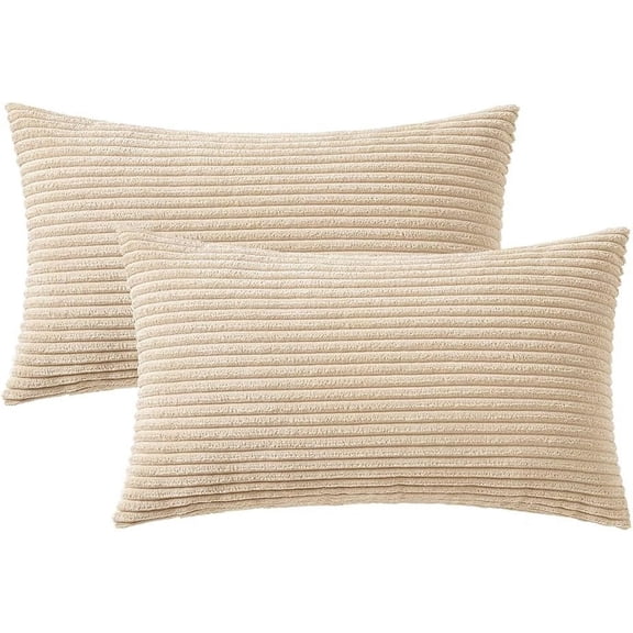 Wehilion Pack of 2 Corduroy Soft Soild Decorative Square Christmas Throw Pillow Covers Set Cushion Cases Pillowcases for Sofa Bedroom Car