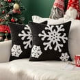 thumbnail image 1 of Wehilion Pillow Covers Christmas Decorative Snowflake Throw Canvas Embroidery Cushion Cases Decor Soft Pillowcases for Couch Sofa Bedroom Car set of 2(18x18in), 1 of 10
