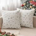 thumbnail image 1 of Wehilion Pillow Covers Soft Faux Fur Pillow Cases Covers with Silver Snowflake Glitter Cute Cushions for Couch Sofa Bed Girls Room, Christmas Set of 2 Decorative Throw, 1 of 13