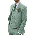 thumbnail image 1 of Wehilion Retro Linen Men Suit 3 Pcs Beach Wedding Suit Summer Slim Fit Light Weight Linen Suit Jacket Vest Pant Tuxedo, 1 of 6